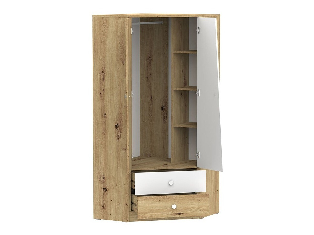 Armario de rincón Almira 101 (Roble Artisan + Blanco)