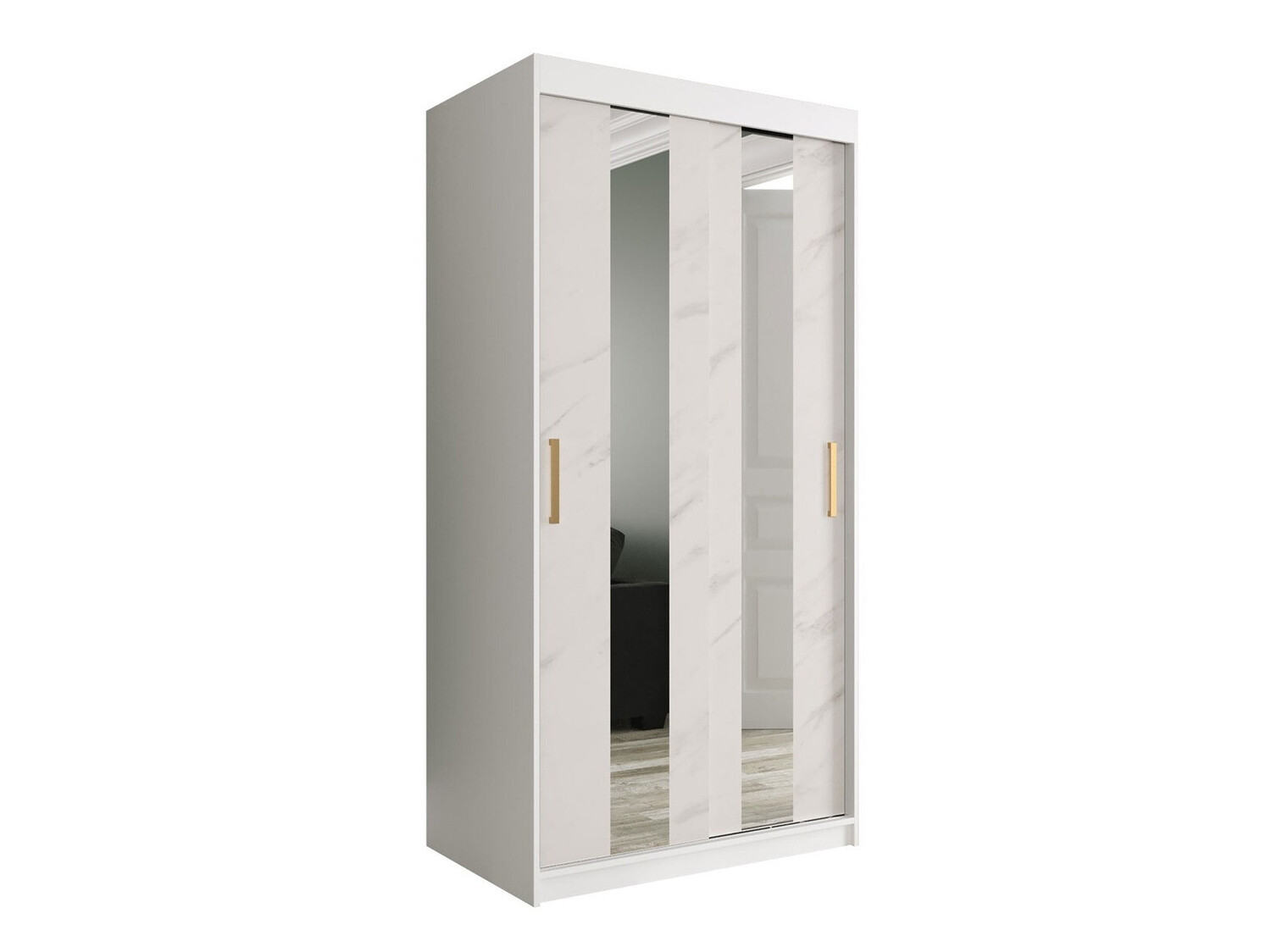 Armario Hartford 240 (Mate blanco + Mármol blanco)