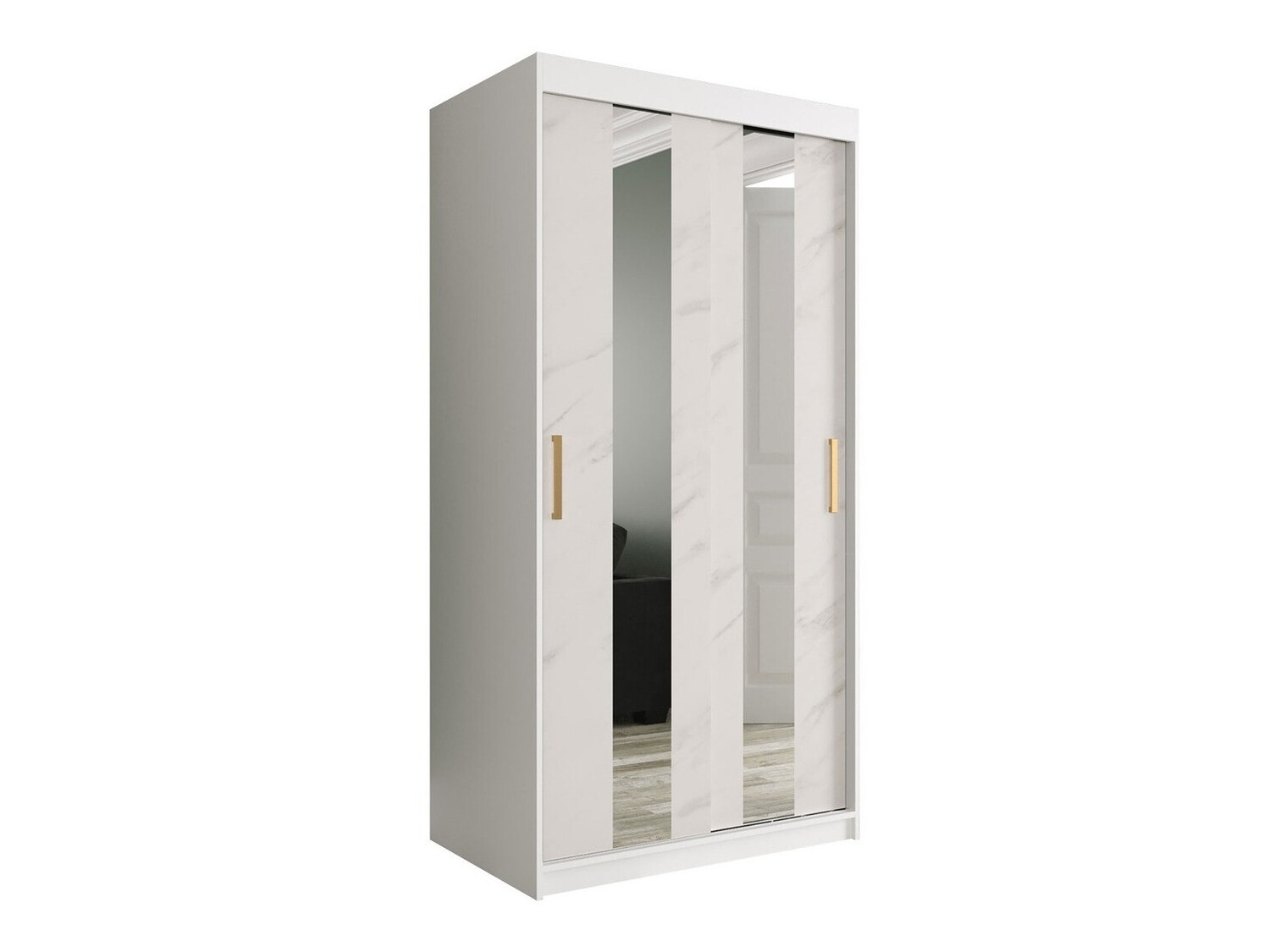 Armario Hartford 240 (Mate blanco + Mármol blanco)