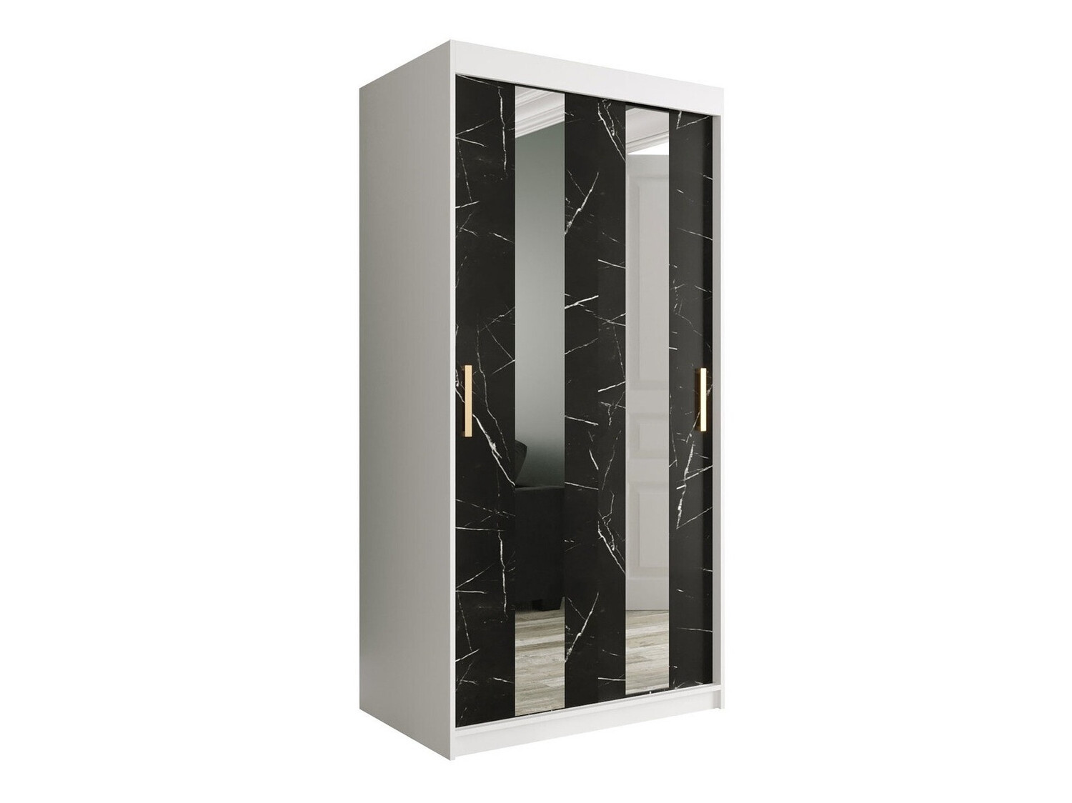 Armario Hartford 240 (Mate blanco + Mármol negro)