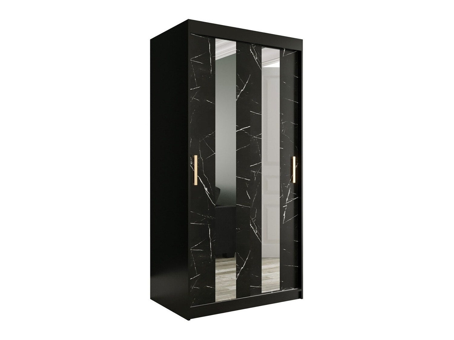 Armario Hartford 240 (Negro mate + Mármol negro)