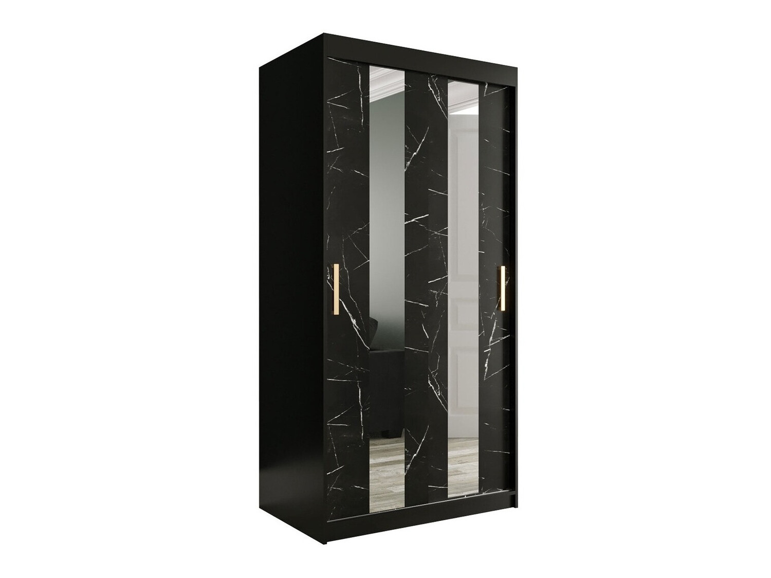 Armario Hartford 240 (Negro mate + Mármol negro)