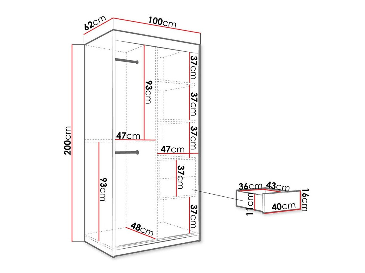 Armario Hartford 240 (Negro mate + Mármol negro)