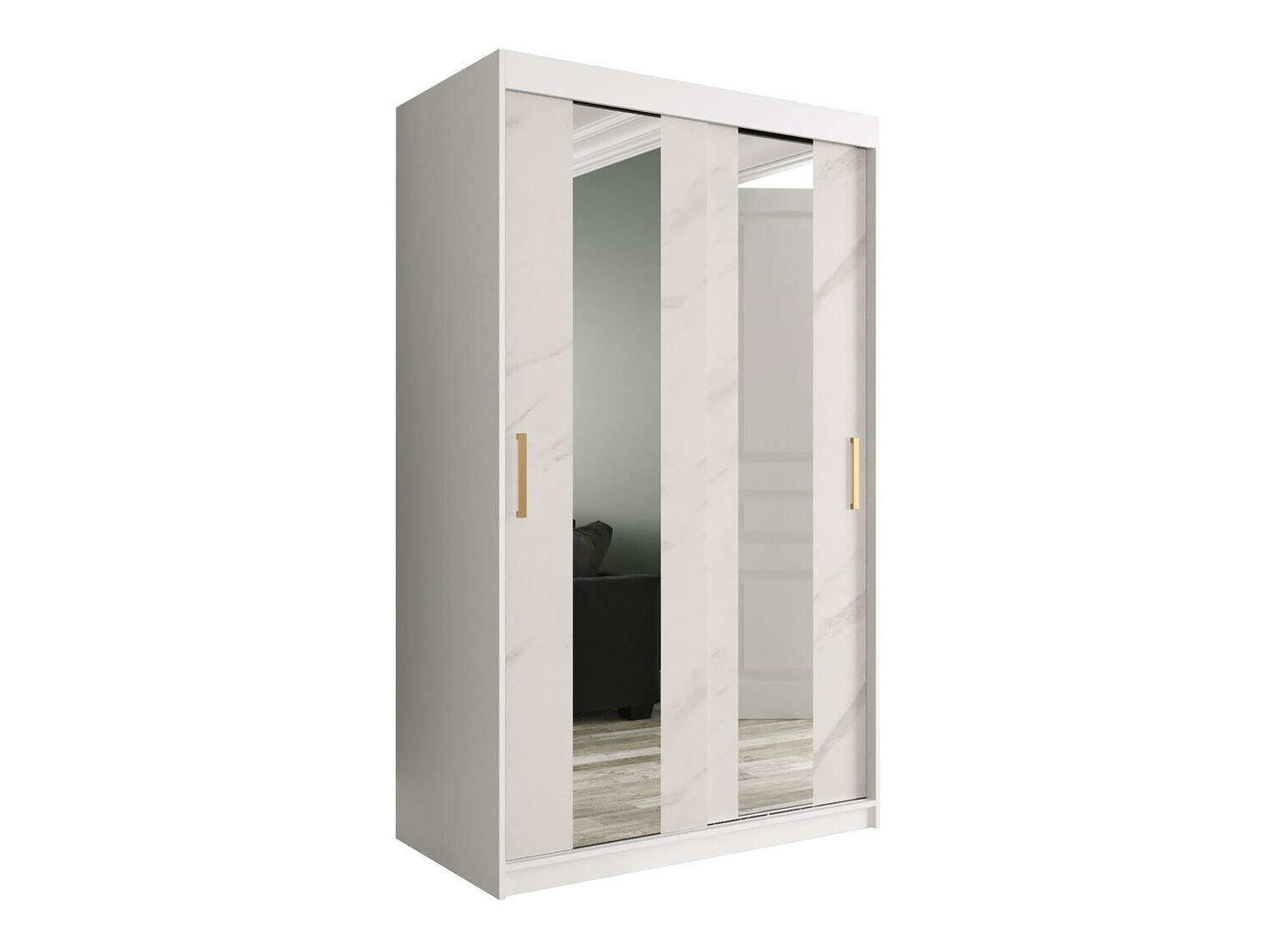 Armario Hartford 241 (Mate blanco + Mármol blanco)