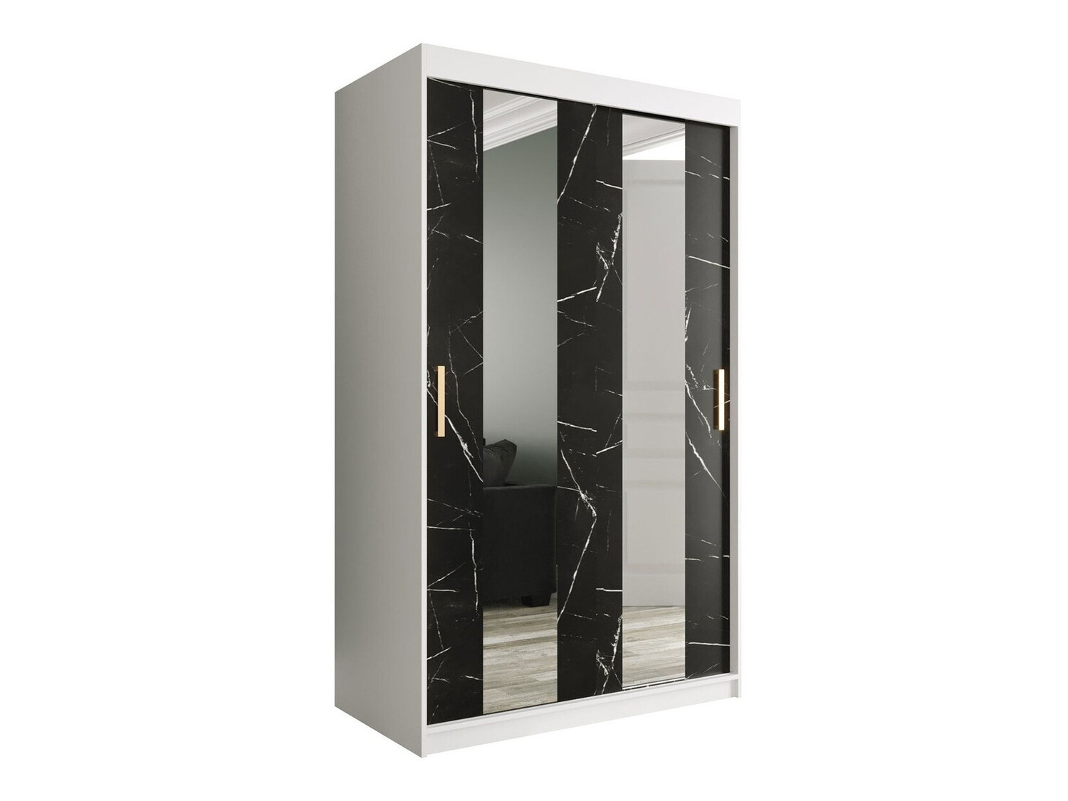 Armario Hartford 241 (Mate blanco + Mármol negro)