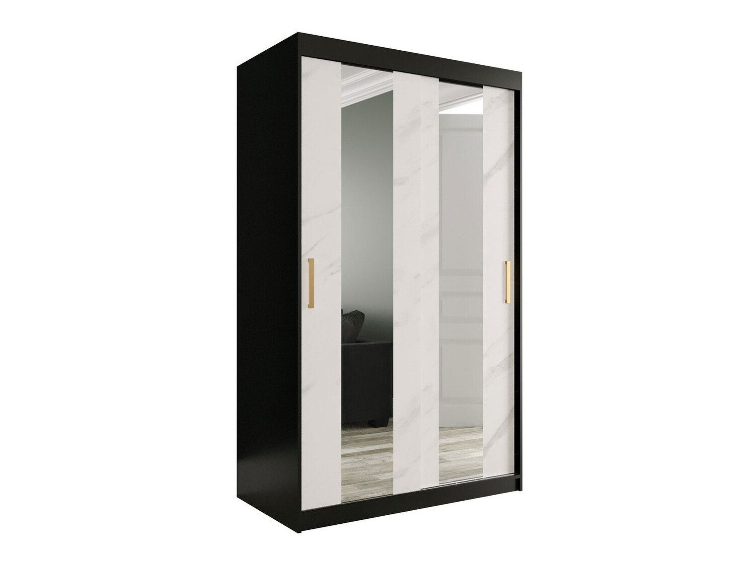 Armario Hartford 241 (Negro mate + Mármol blanco)