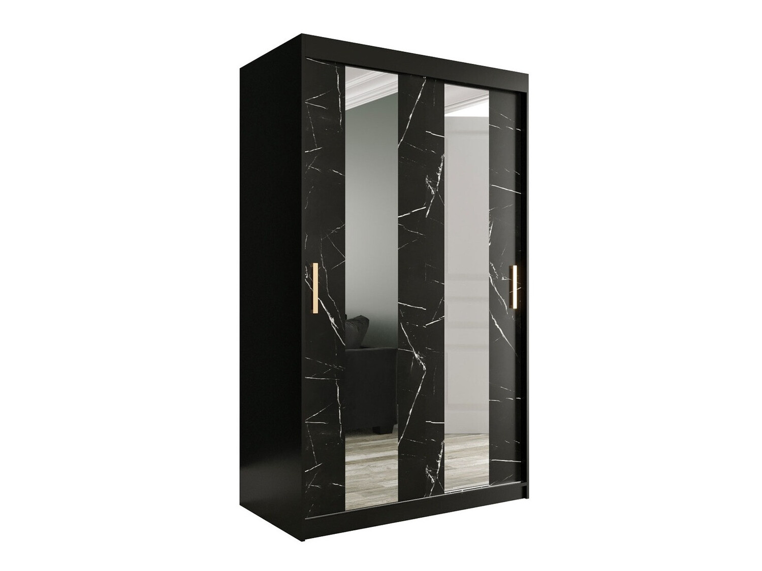 Armario Hartford 241 (Negro mate + Mármol negro)
