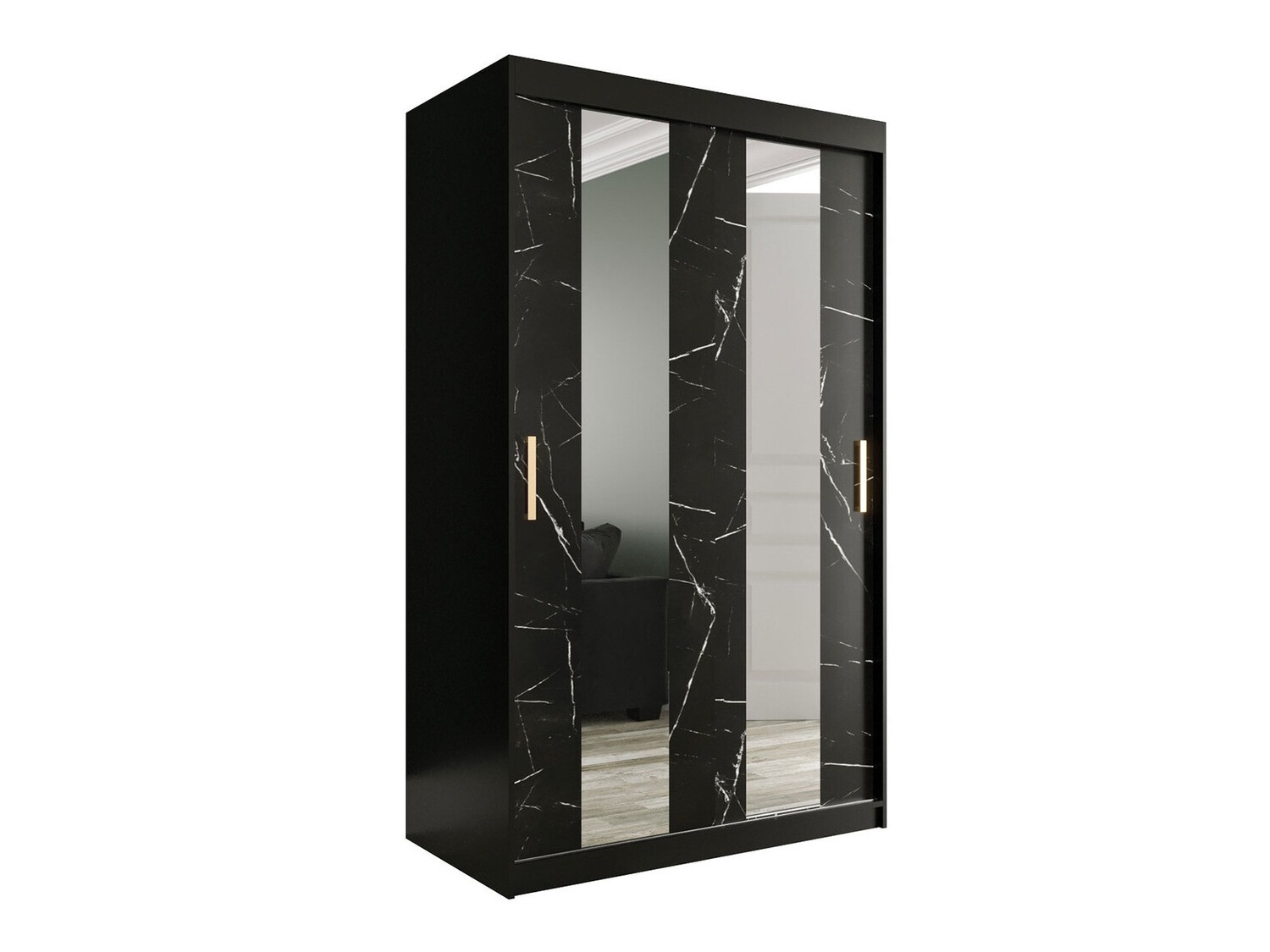 Armario Hartford 241 (Negro mate + Mármol negro)
