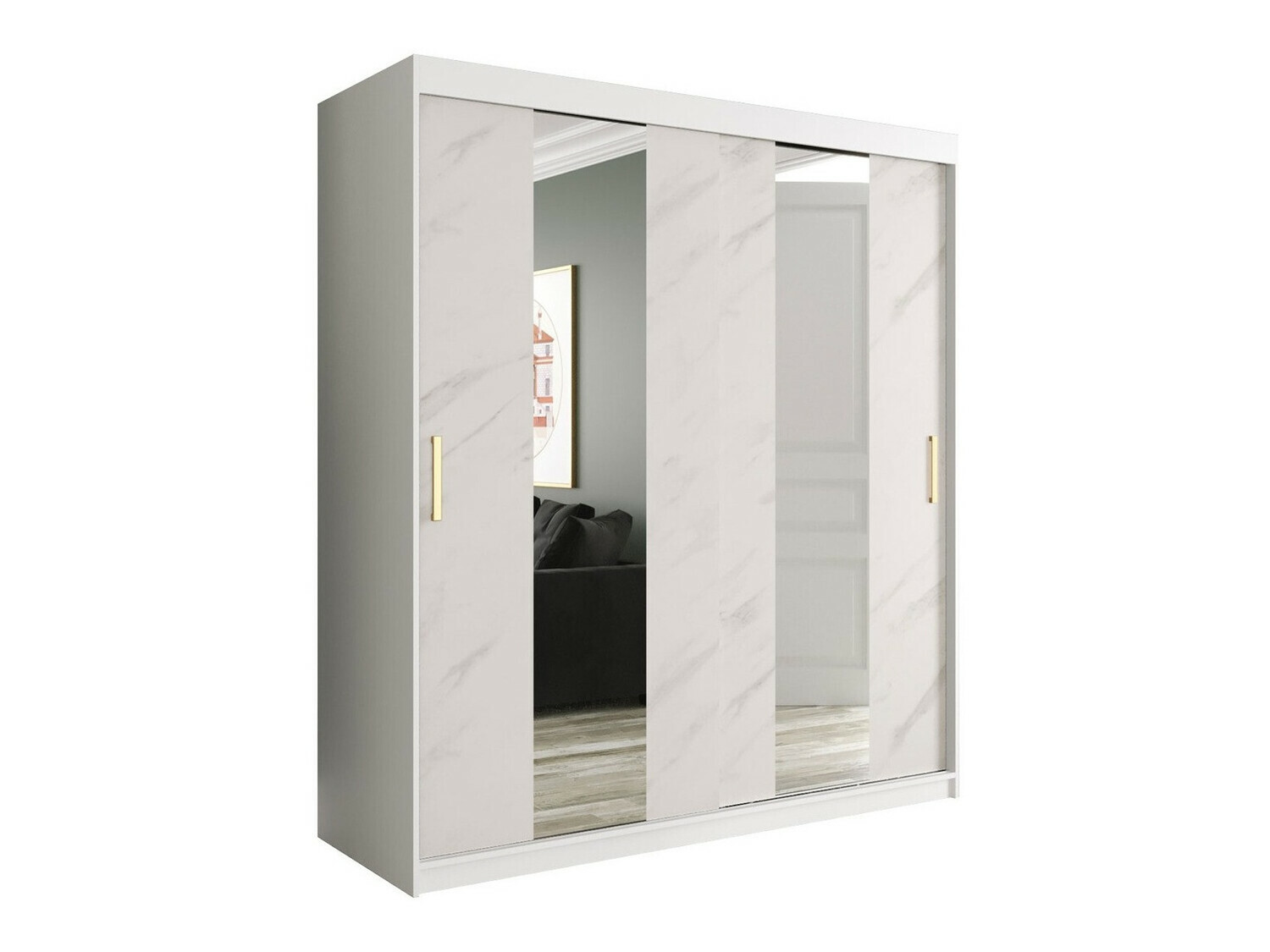 Armario Hartford 243 (Mate blanco + Mármol blanco)