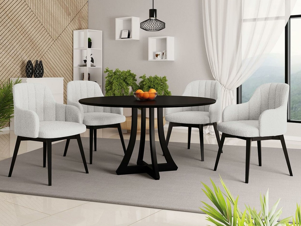 Conjunto de mesas y sillas para comedor Racine 137 (Negro + Baloo 2073)
