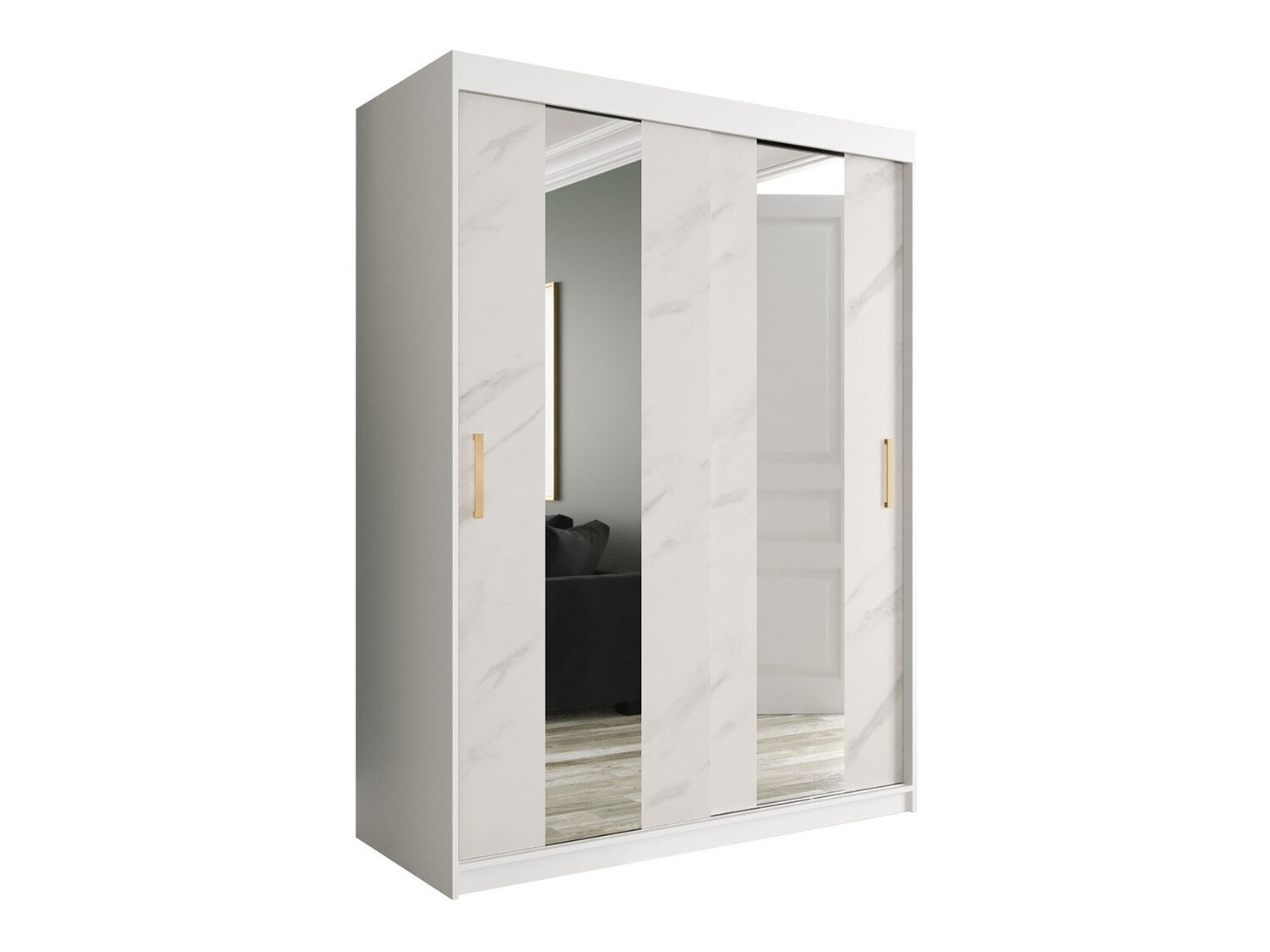 Armario Hartford 242 (Mate blanco + Mármol blanco)