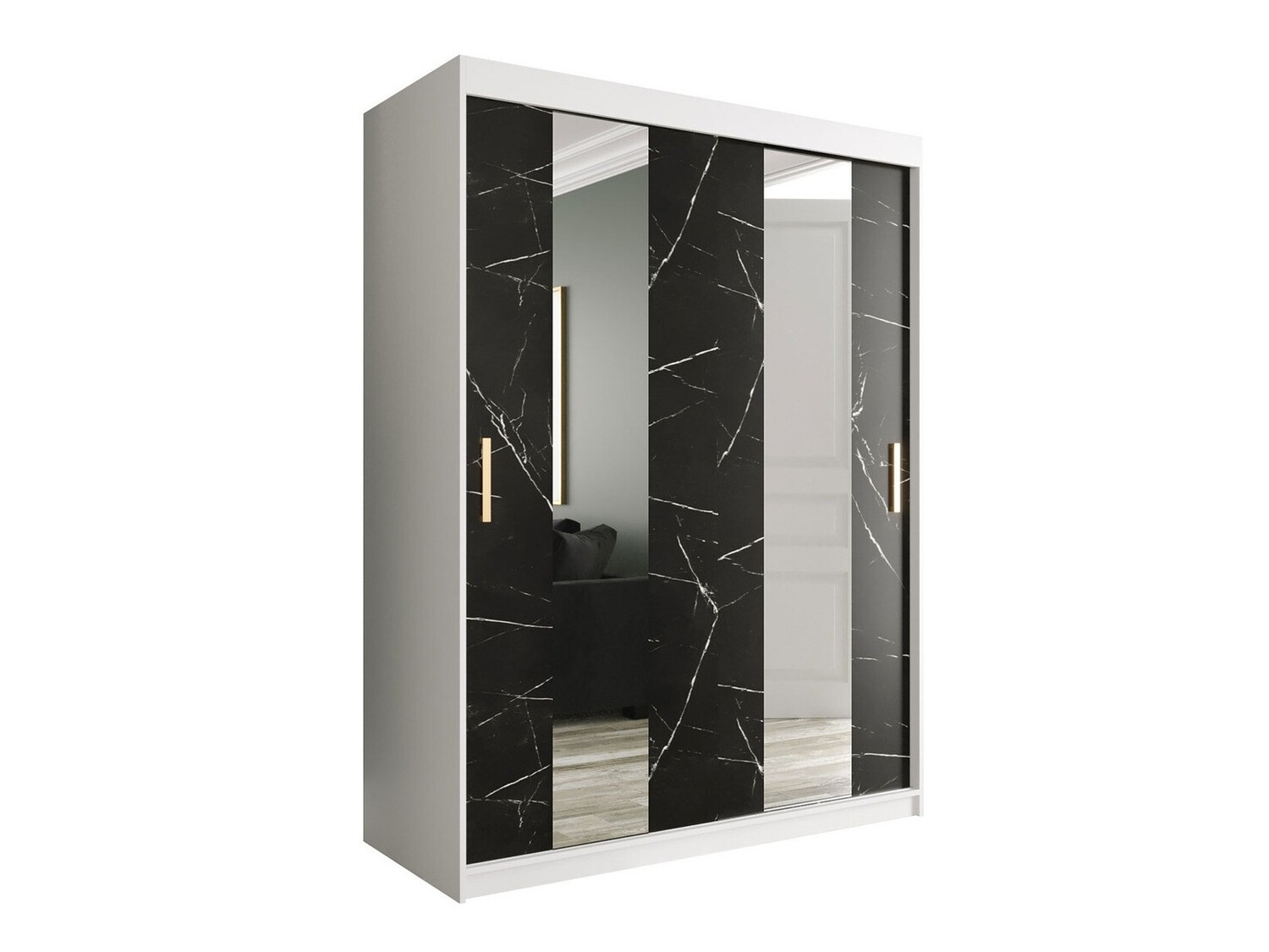 Armario Hartford 242 (Mate blanco + Mármol negro)