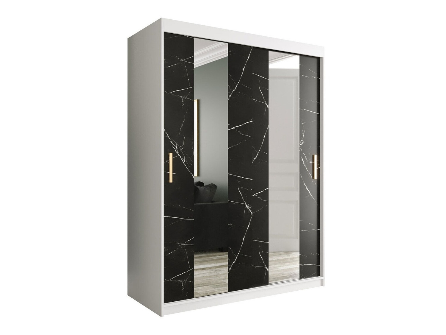 Armario Hartford 242 (Mate blanco + Mármol negro)