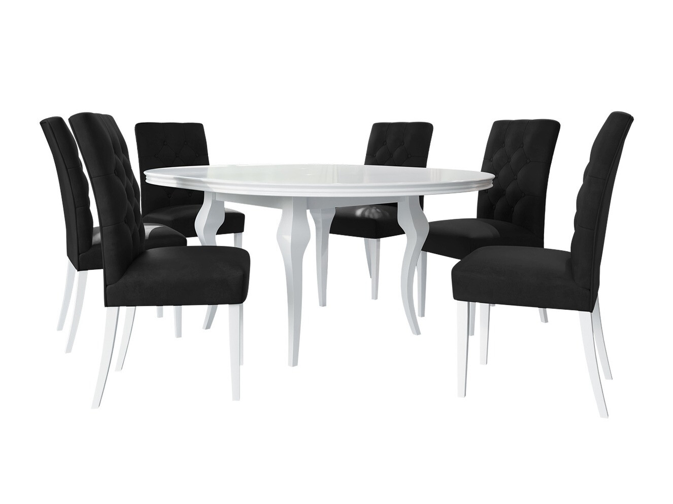 Conjunto de comedor Racine 129 (Blanco brillante + Magic Velvet 2219)