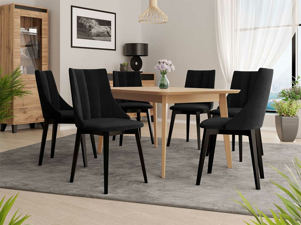 Conjunto de comedor Racine 139 (Negro + Magic Velvet 2219)