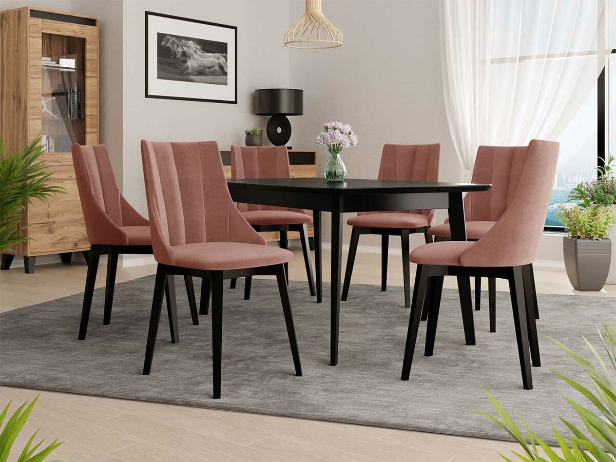Conjunto de comedor Racine 139 (Negro + Magic Velvet 2258)
