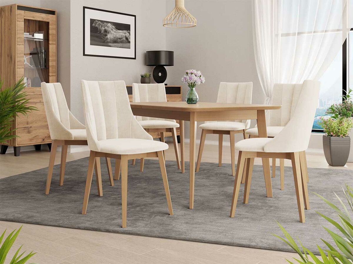 Conjunto de mesas y sillas para comedor Racine 139 (Marrón + Magic Velvet 2250)
