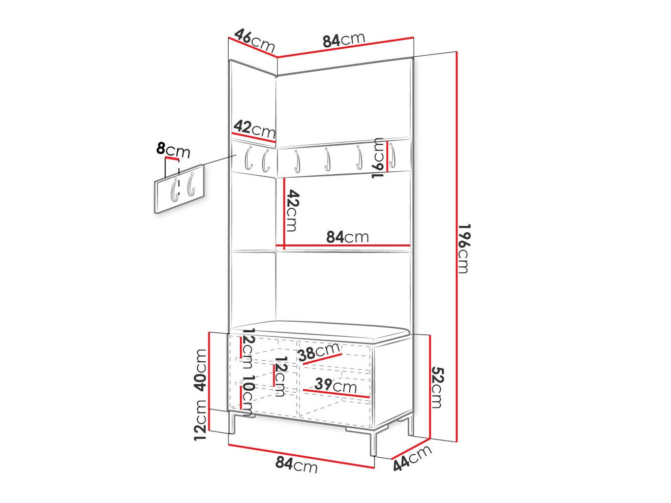 Conjunto para recibidor Tivsoa 103 (Blanco)