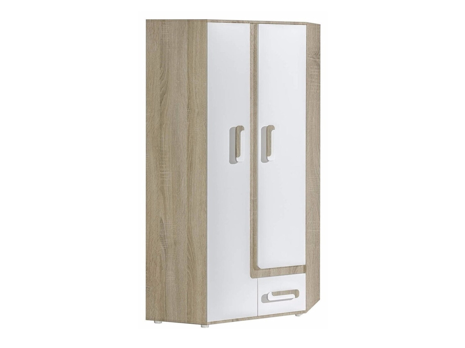 Armario de rincón Levtala 102 (Roble claro + Blanco)