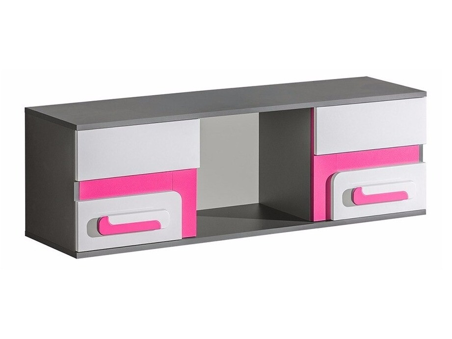 Estantería de pared Levtala 110 (Antracita + Blanco + Rosa)