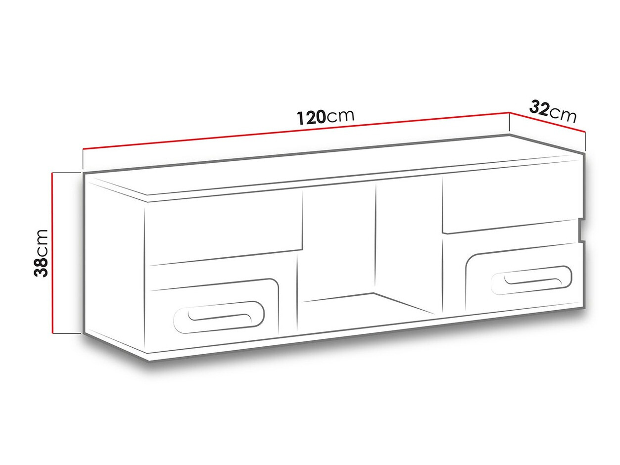 Estantería de pared Levtala 110 (Antracita + Blanco + Rosa)
