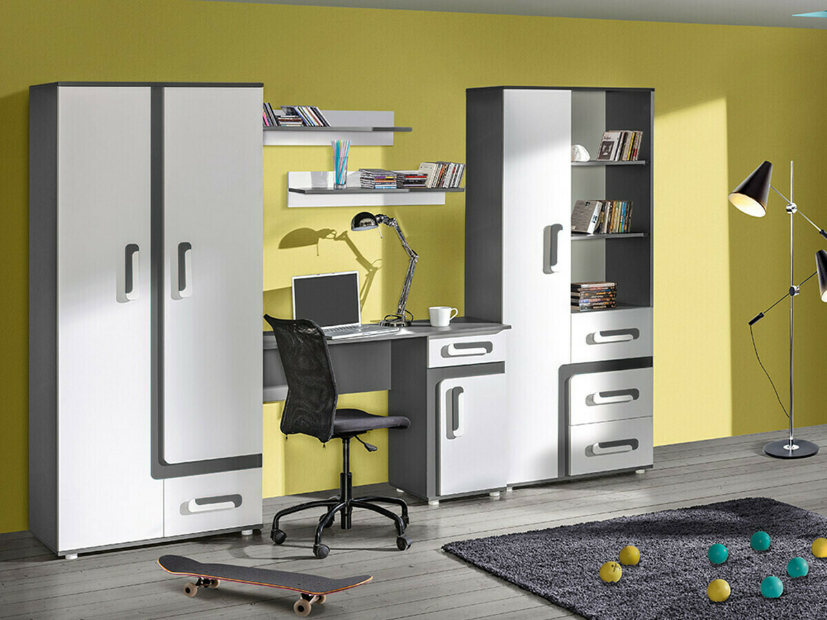 Estantería de pared Levtala 111 (Antracita + Blanco)