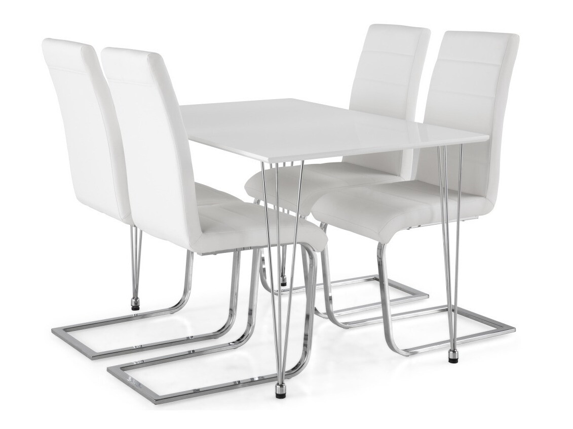 Conjunto de comedor Scandinavian Choice 614 (Blanco + Plata)