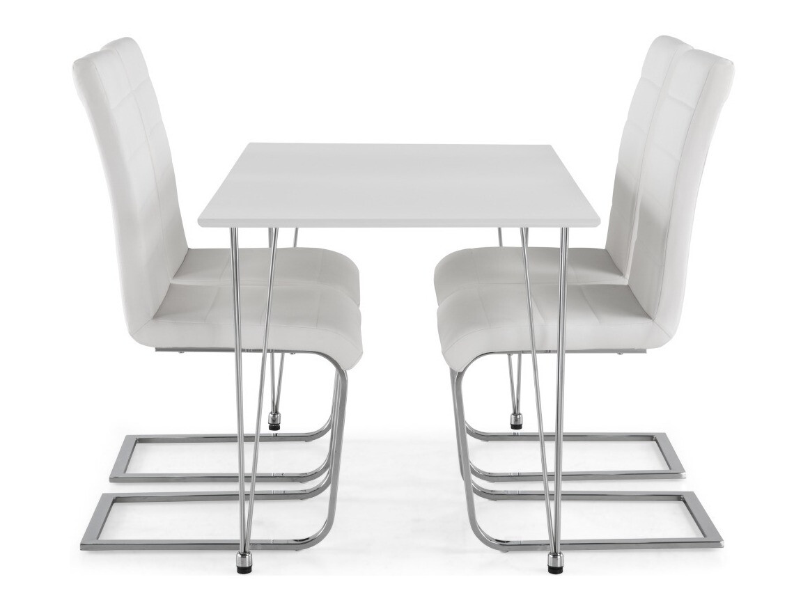 Conjunto de comedor Scandinavian Choice 614 (Blanco + Plata)
