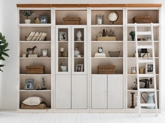 Conjunto de estantería Saltoro 112 (Blanco + Miel de roble)