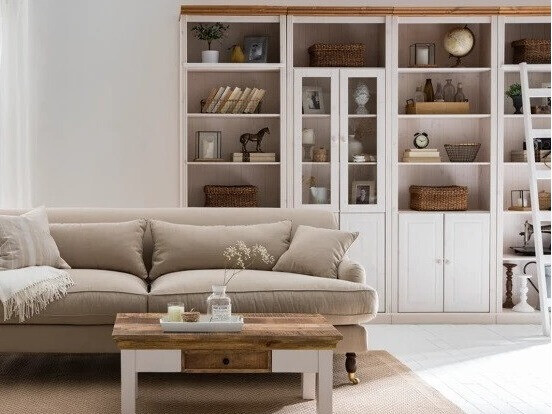 Conjunto de estantería Saltoro 112 (Blanco + Miel de roble)