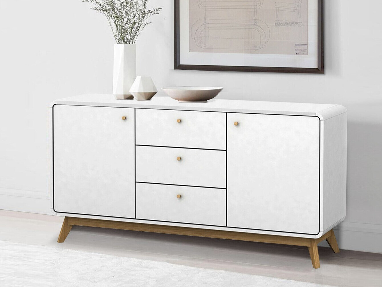 Cómoda Elbtena 110 (Blanco + Roble)