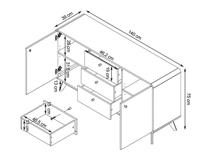 Cómoda Elbtena 110 (Blanco + Roble)