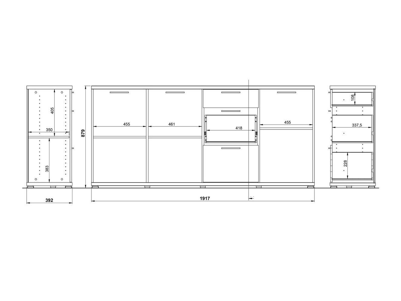 Cómoda Sacramento 456 (Blanco + Roble Sonoma)