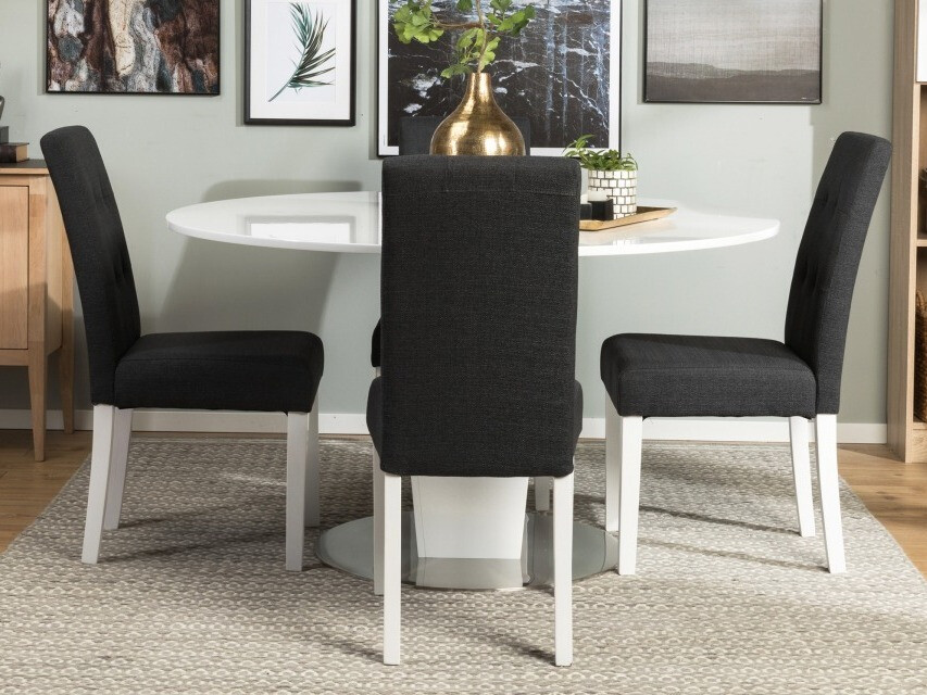 Conjunto de comedor Scandinavian Choice 547 (Gris oscuro + Blanco)