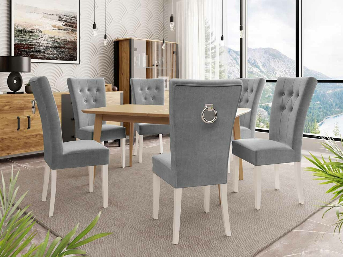 Conjunto de comedor Racine 144 (Blanco + Magic Velvet 2217)