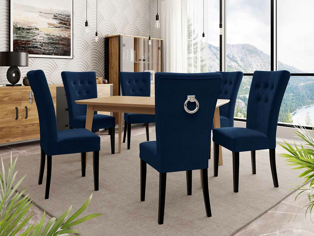 Conjunto de comedor Racine 144 (Negro + Magic Velvet 2216)