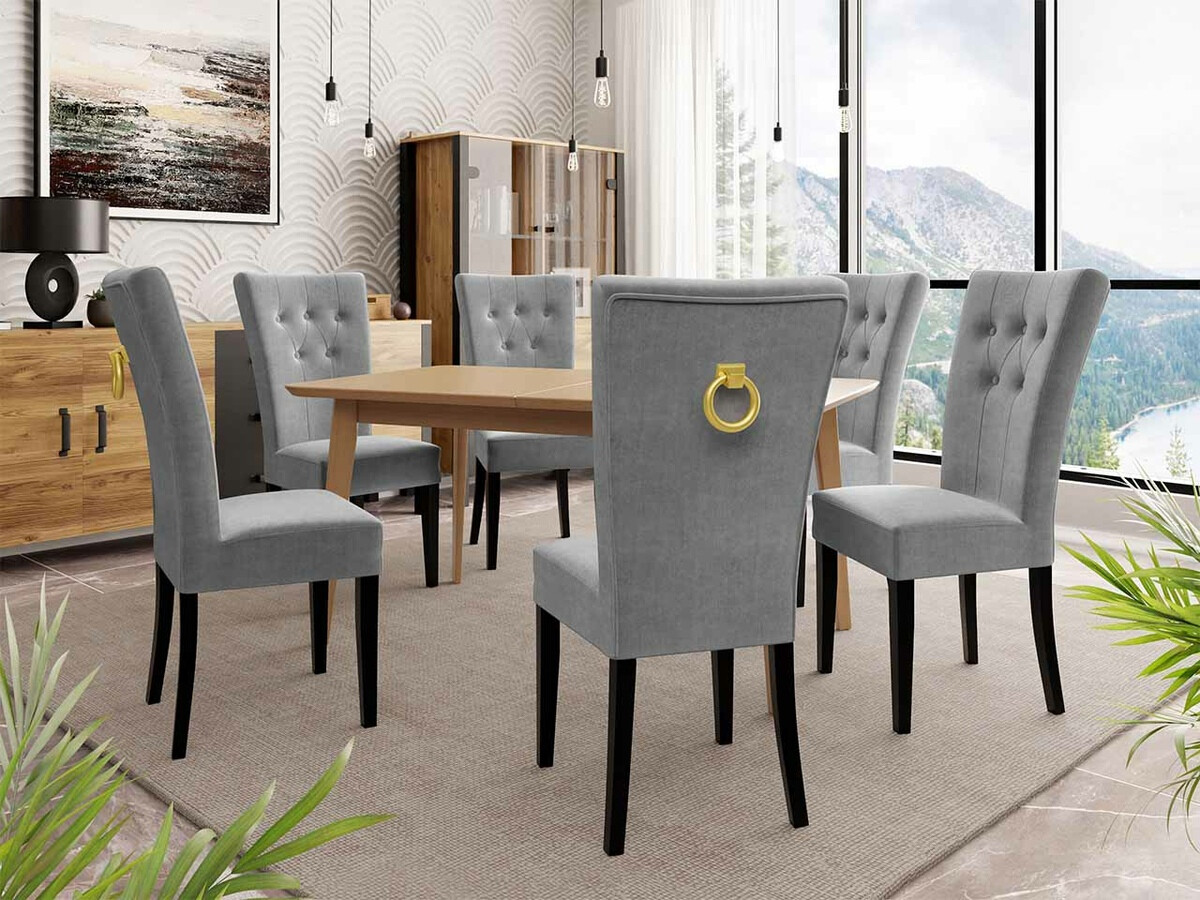 Conjunto de comedor Racine 144 (Negro + Magic Velvet 2217)