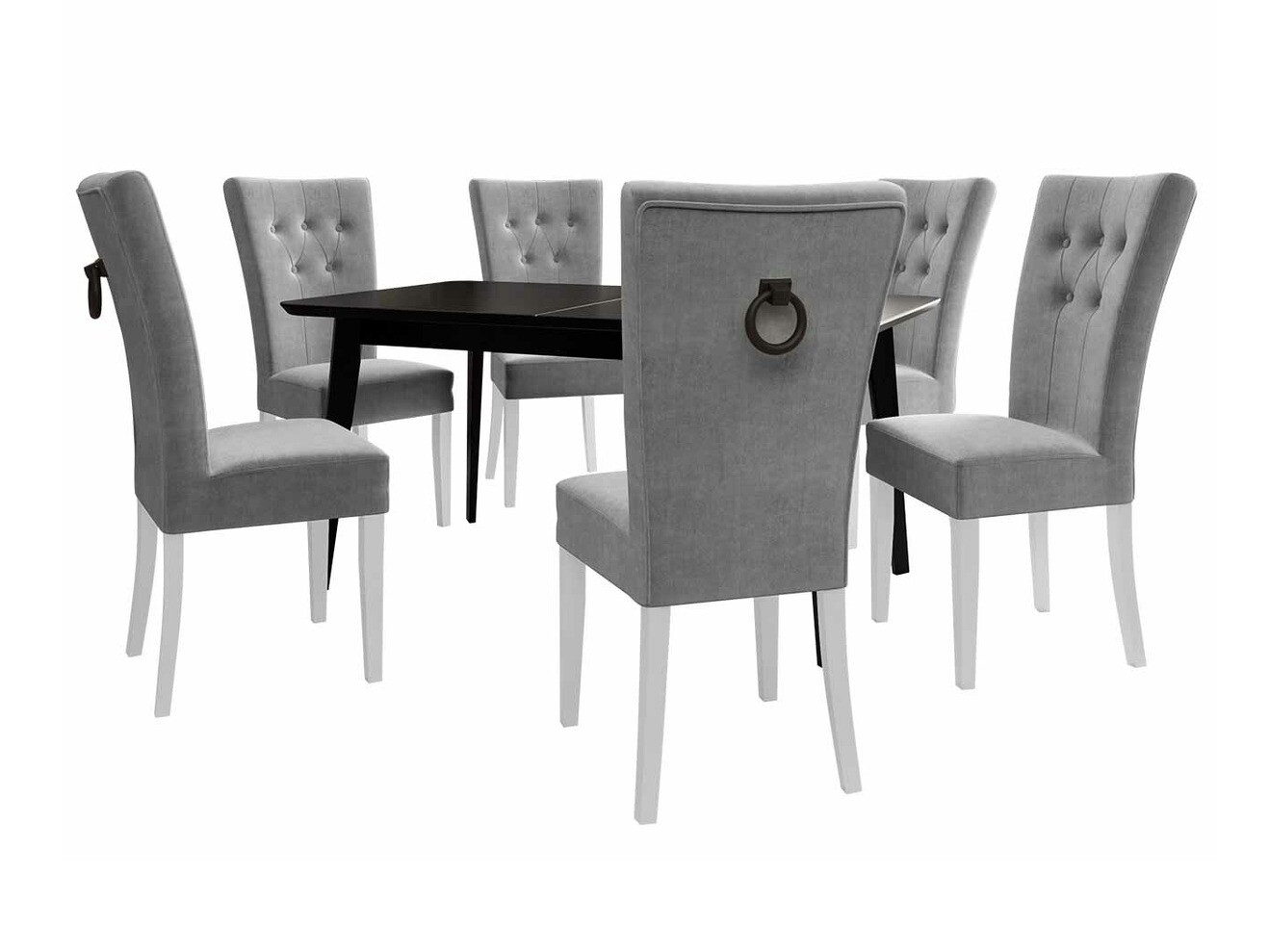 Conjunto de mesas y sillas para comedor Racine 144 (Blanco + Magic Velvet 2217)