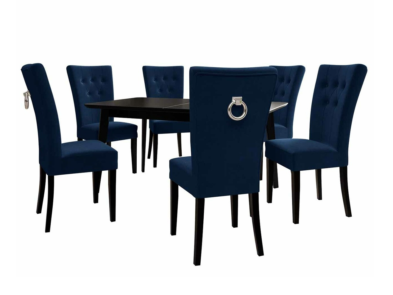 Conjunto de mesas y sillas para comedor Racine 144 (Negro + Magic Velvet 2216)