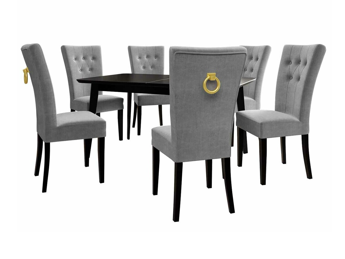 Conjunto de mesas y sillas para comedor Racine 144 (Negro + Magic Velvet 2217)