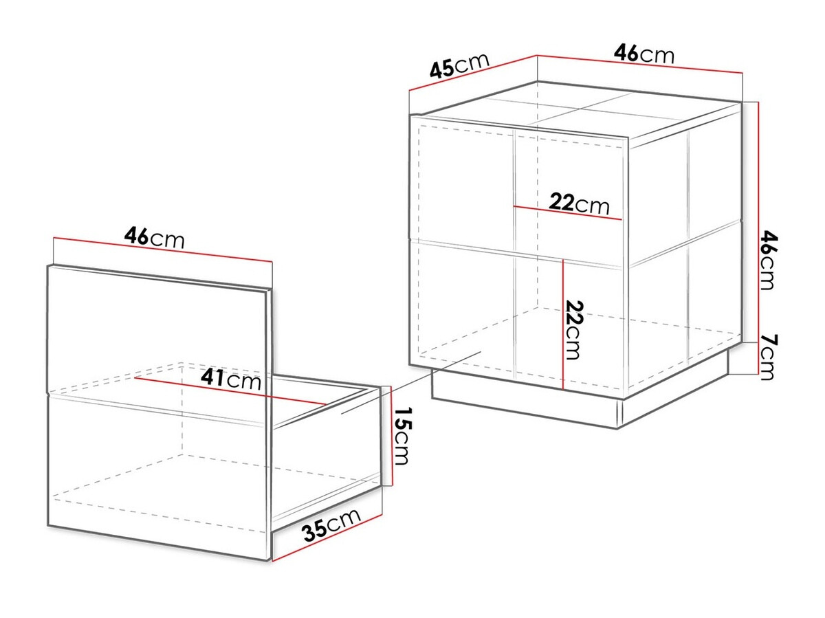 Conjunto de mesitas de noche Charlotte 134 (Negro brillante)