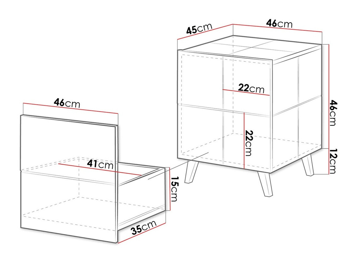 Conjunto de mesitas de noche Charlotte 134 (Negro brillante)