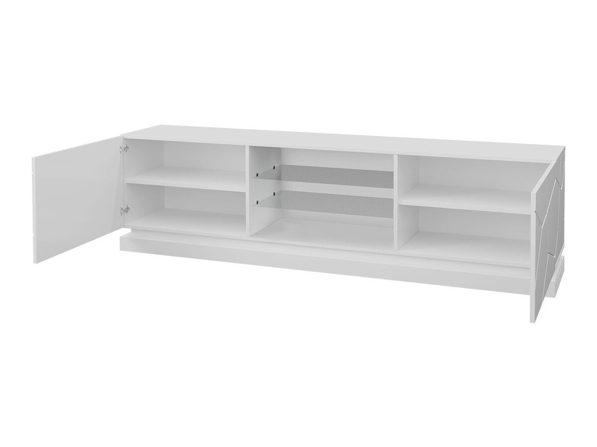 Mueble TV Charlotte 128 (Blanco + Blanco brillante)