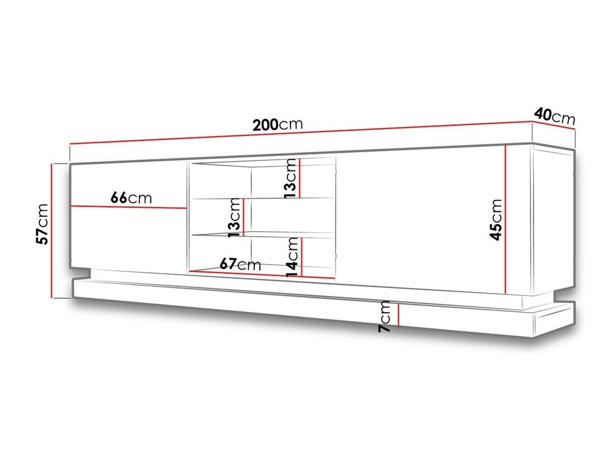Mueble TV Charlotte 128 (Blanco + Blanco brillante)