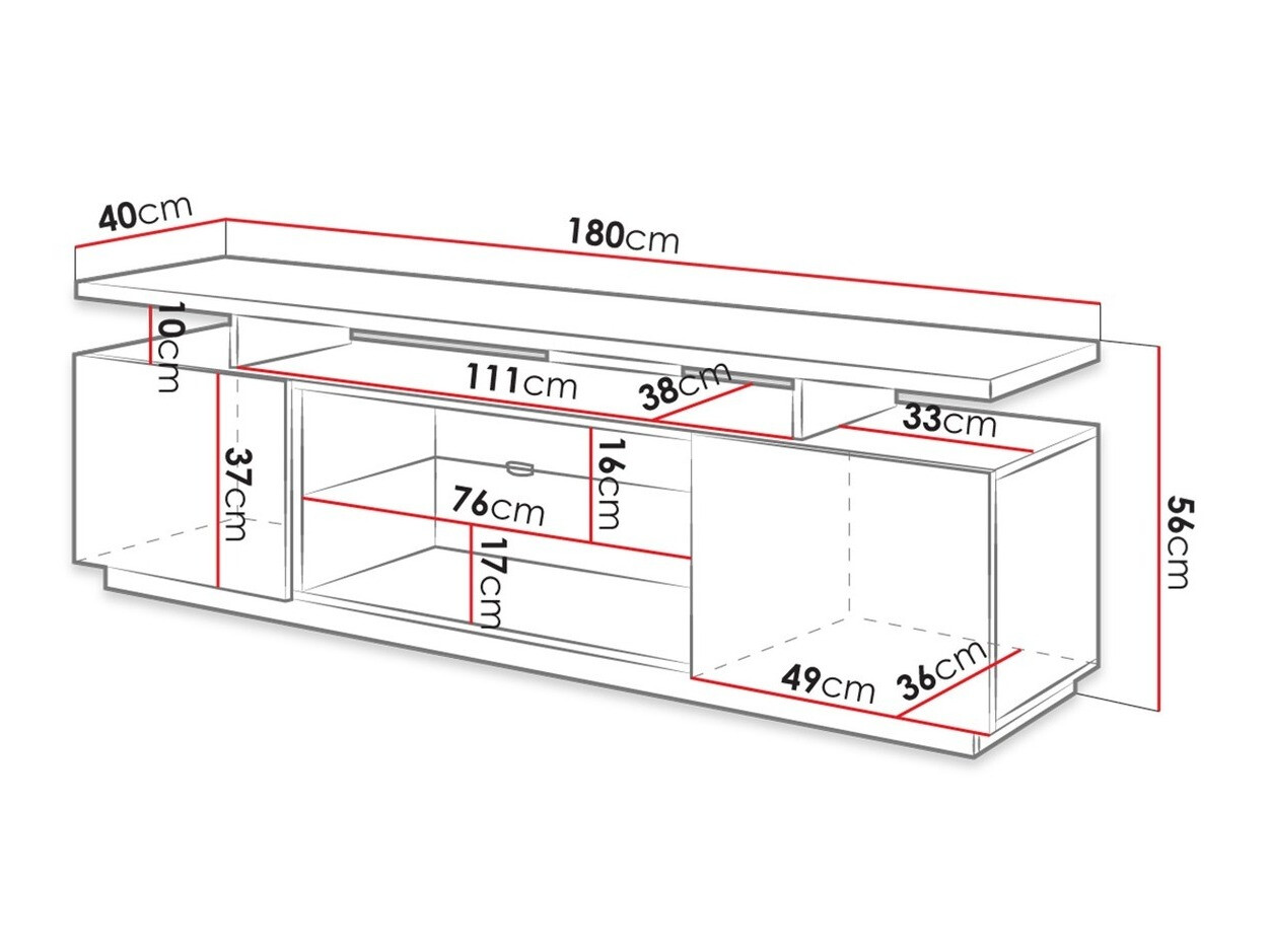 Mueble TV Figura (Blanco + Blanco brillante)