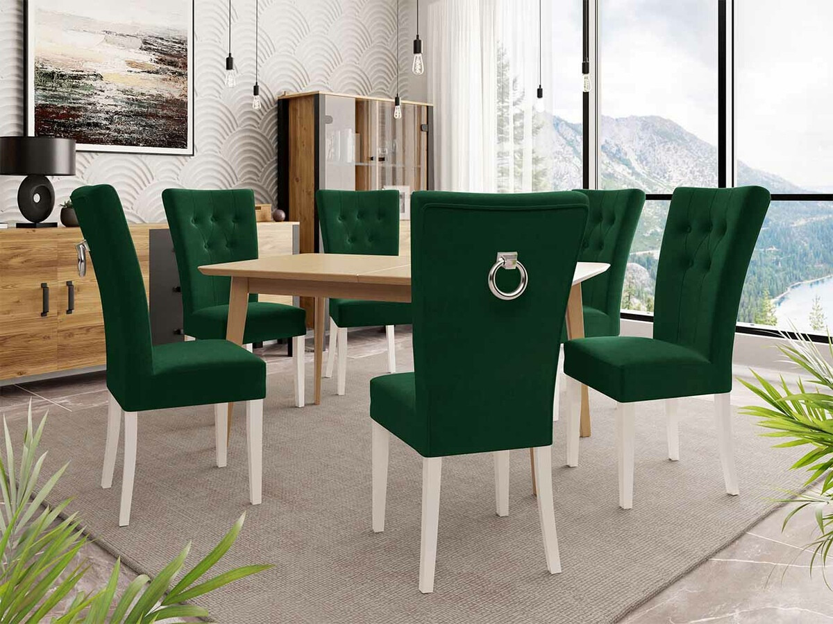 Conjunto de comedor Racine 144 (Blanco + Magic Velvet 2225)