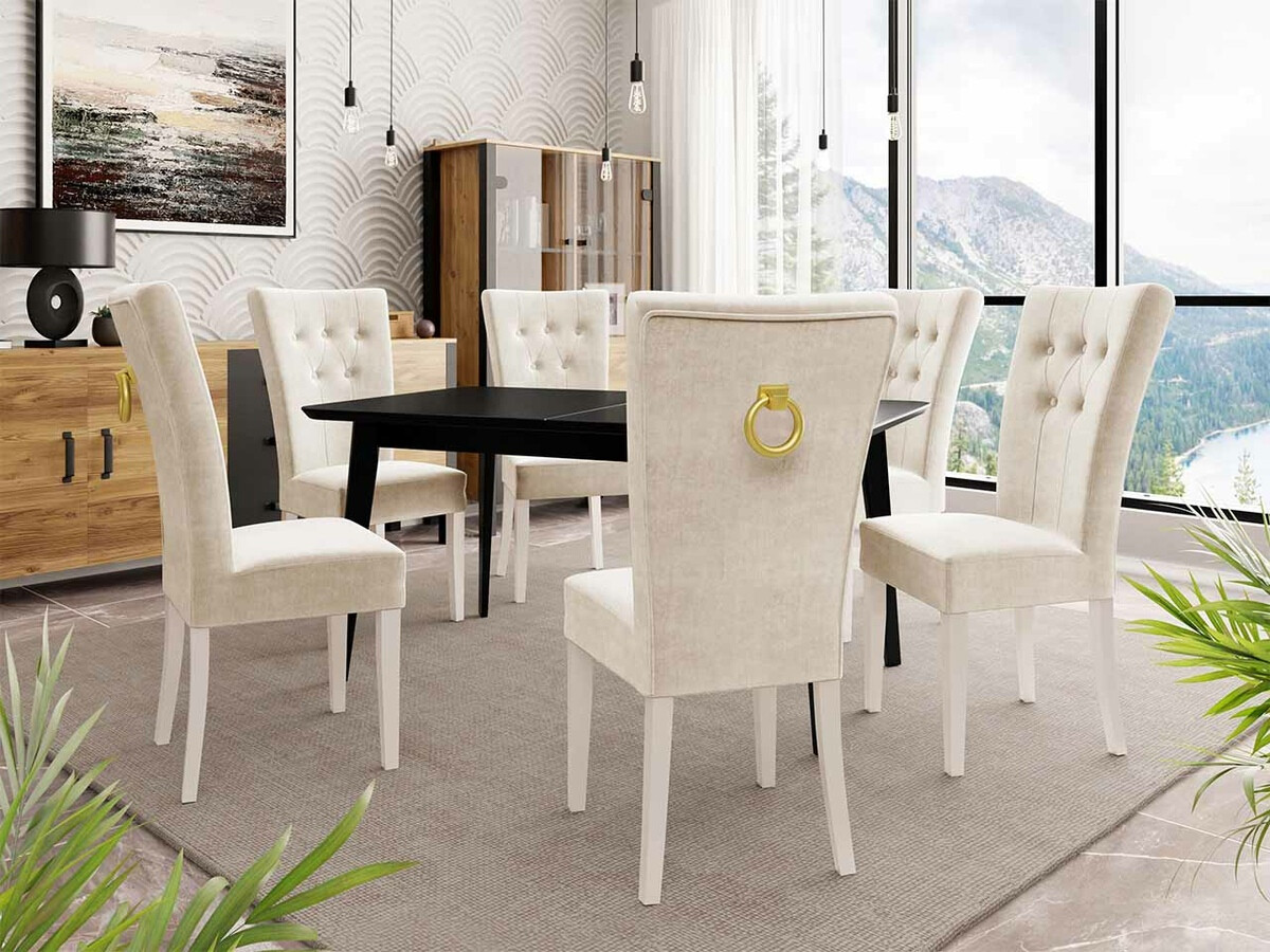 Conjunto de comedor Racine 144 (Blanco + Magic Velvet 2250)