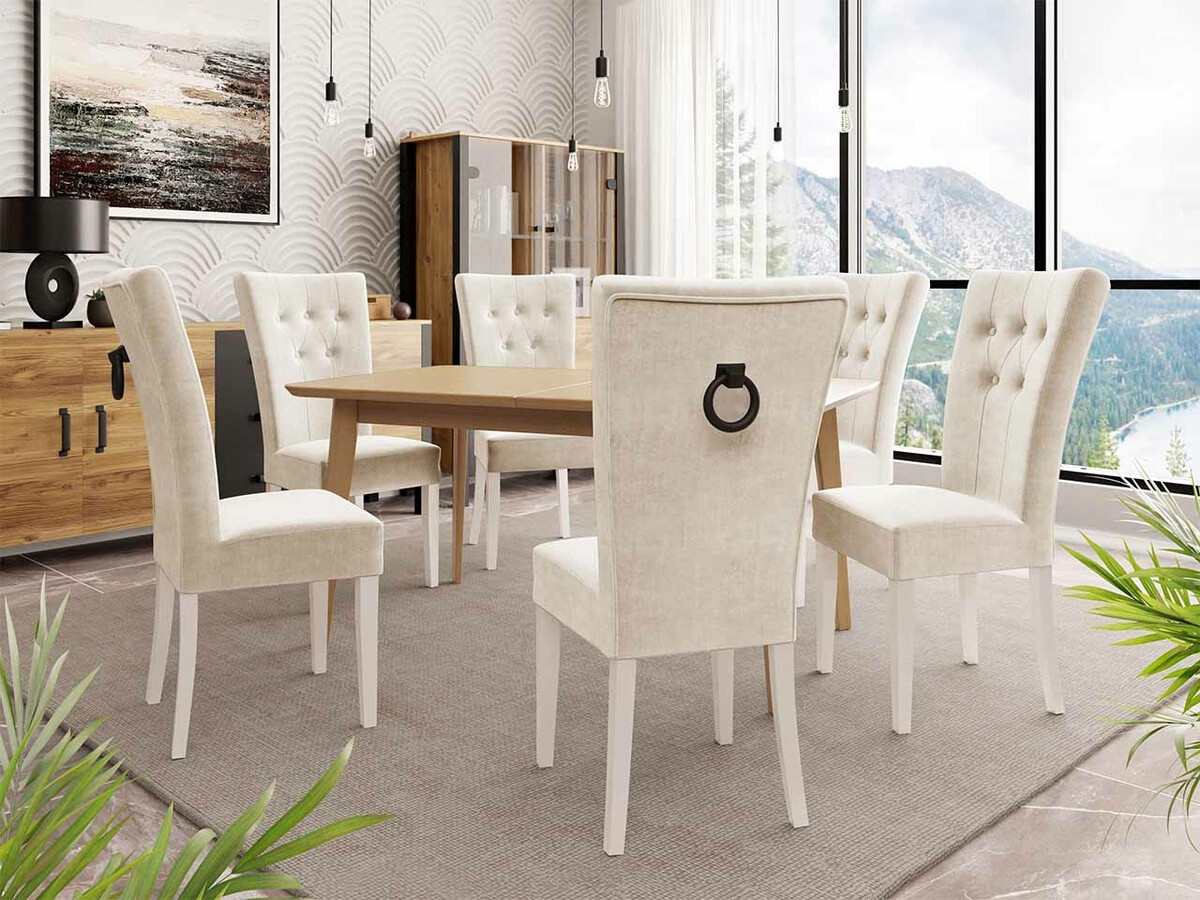 Conjunto de comedor Racine 144 (Blanco + Magic Velvet 2250)