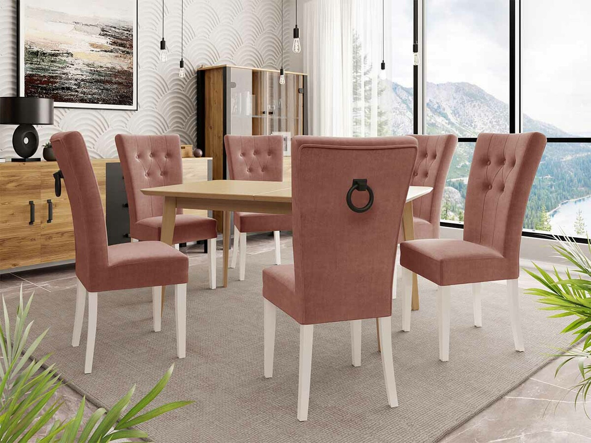 Conjunto de comedor Racine 144 (Blanco + Magic Velvet 2258)