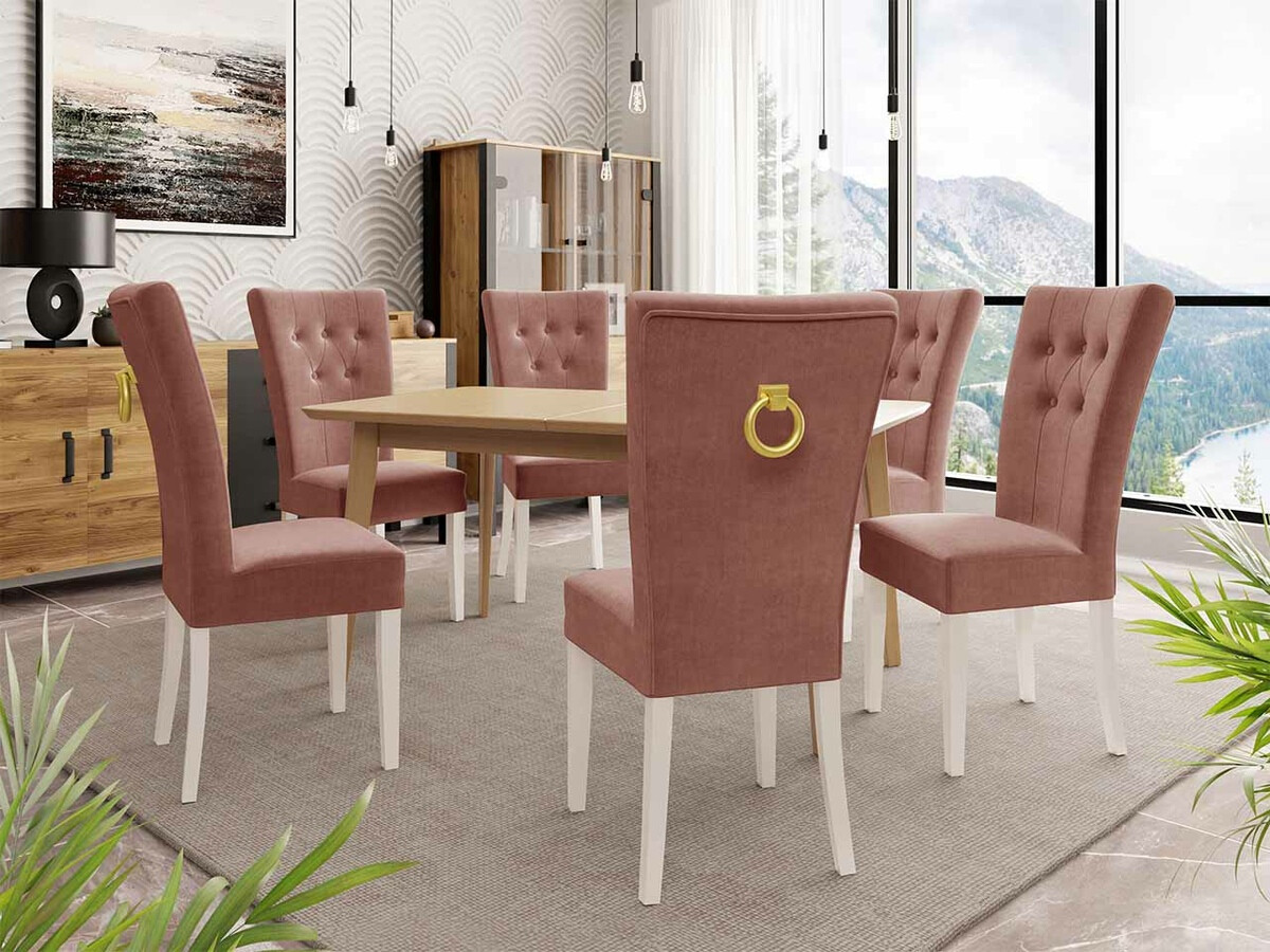 Conjunto de comedor Racine 144 (Blanco + Magic Velvet 2258)